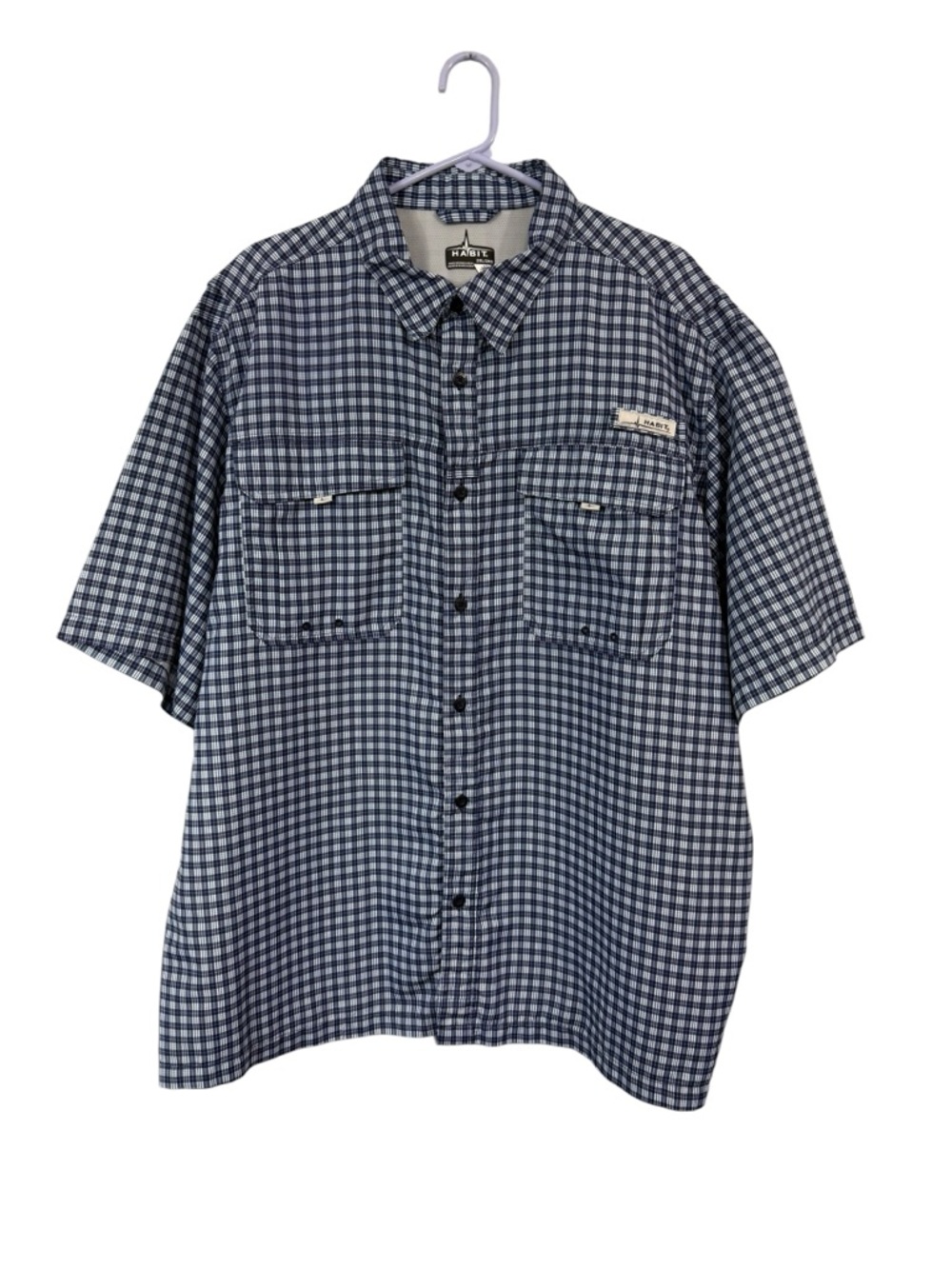 Habit Men's 2XL 40+ Solar Factor Button Down Fishing Shirt Vented Short Sleeves